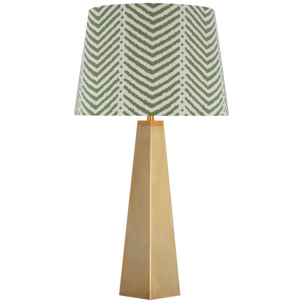 Zoran Medium Table Lamp | Hand-Rubbed Antique Brass | Schumacher 16" Verde La Jolla Empire Shade