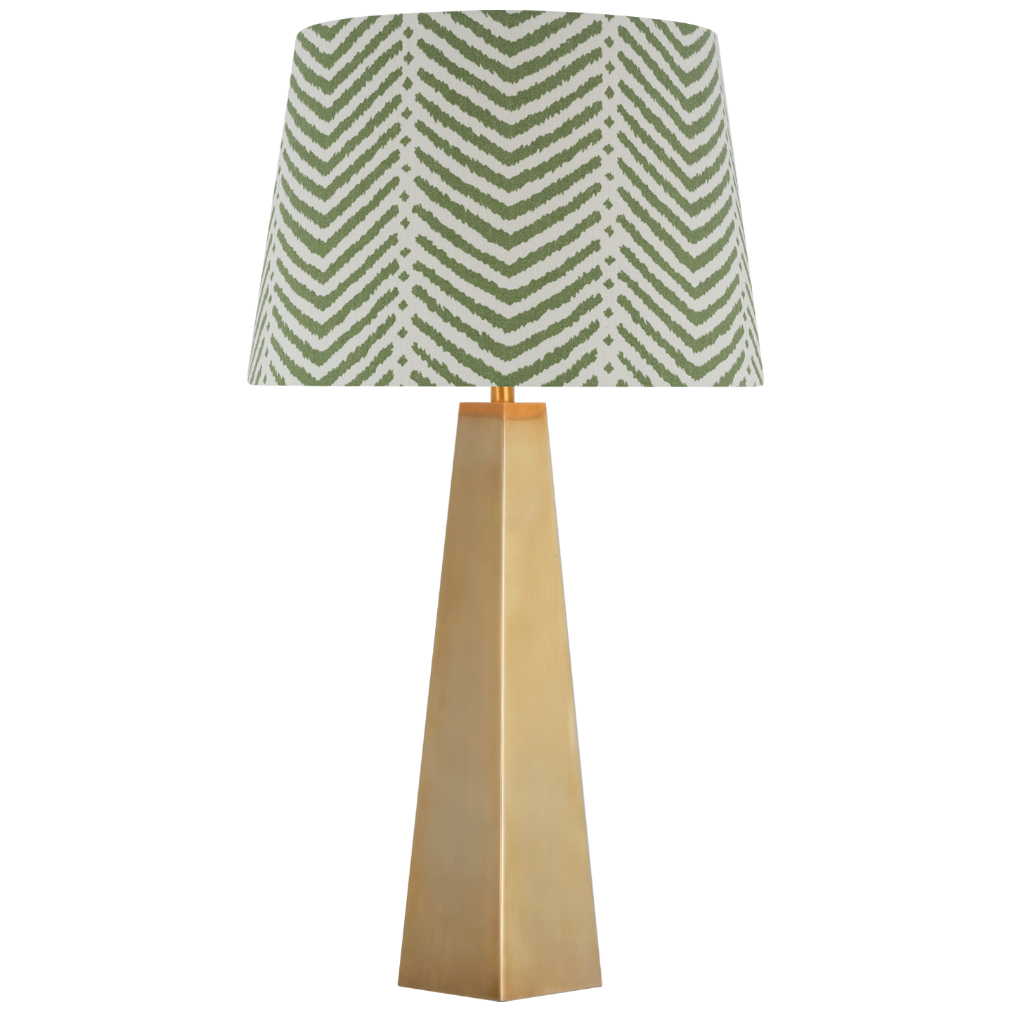 Zoran Medium Table Lamp | Hand-Rubbed Antique Brass | Schumacher 16" Verde La Jolla Empire Shade