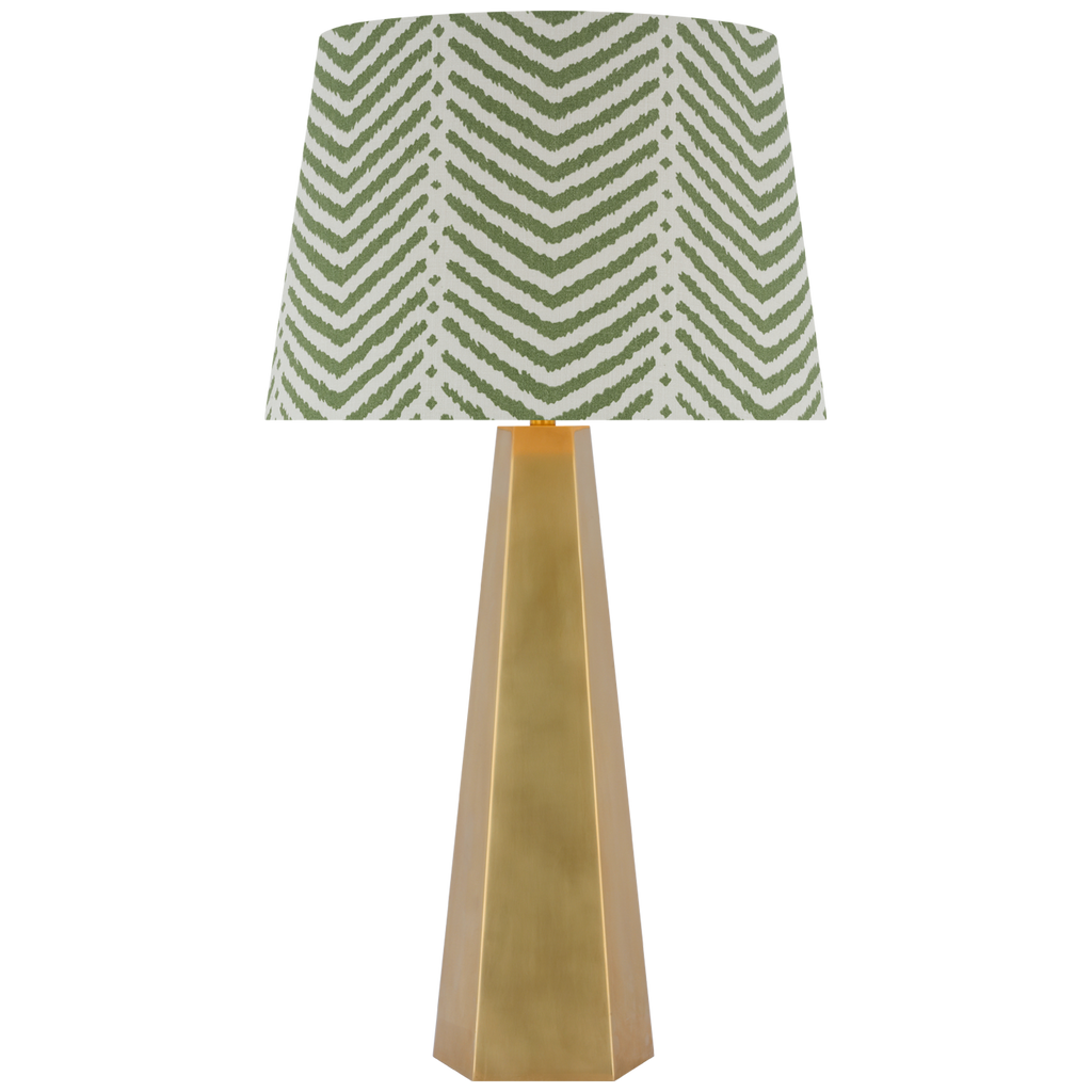 Zoran Medium Table Lamp | Hand-Rubbed Antique Brass | Schumacher 16" Verde La Jolla Empire Shade