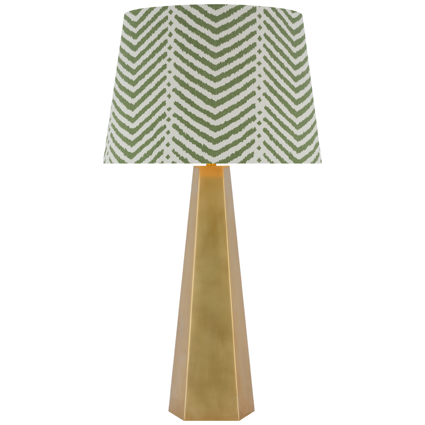 Zoran Medium Table Lamp | Hand-Rubbed Antique Brass | Schumacher 16" Verde La Jolla Empire Shade