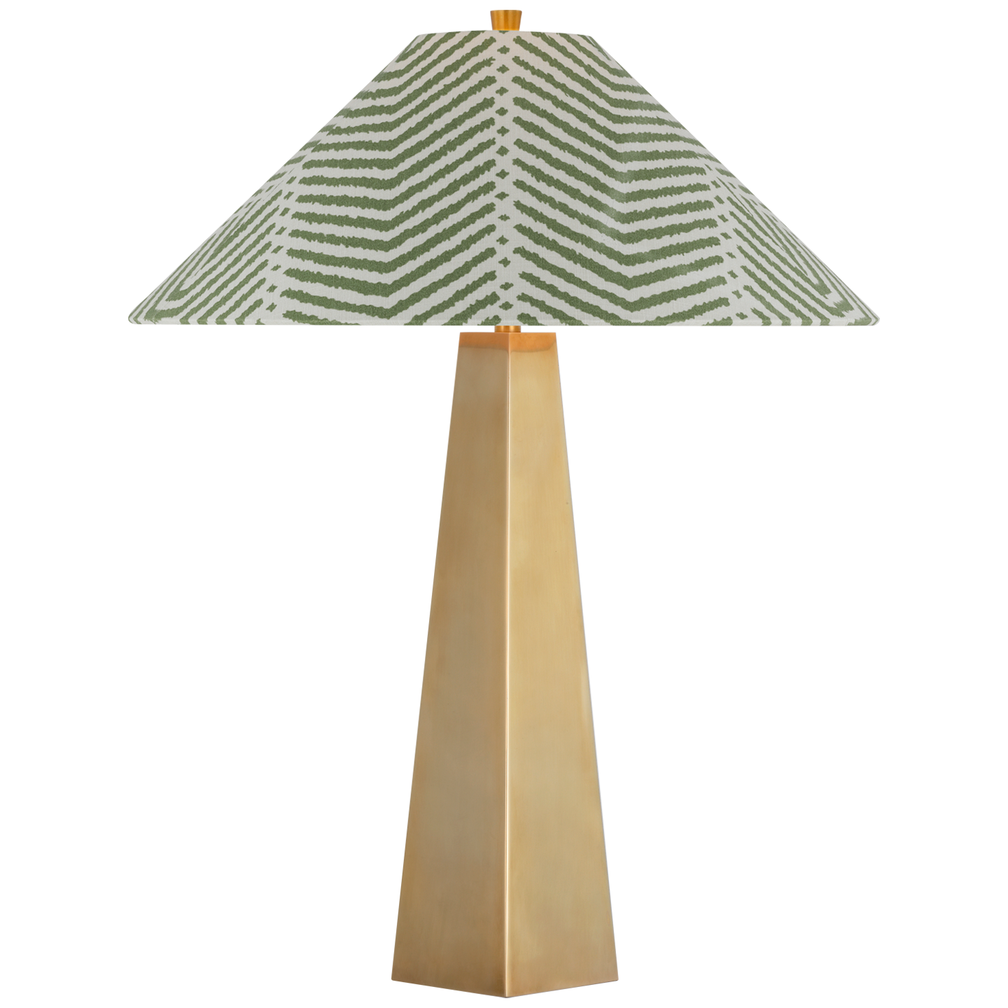 Zoran Medium Table Lamp | Hand-Rubbed Antique Brass | Schumacher 21" Verde La Jolla Flare Shade