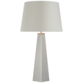 Zoran Medium Table Lamp | Polished Nickel | Schumacher 16" Blue Charee Stripe Empire Shade