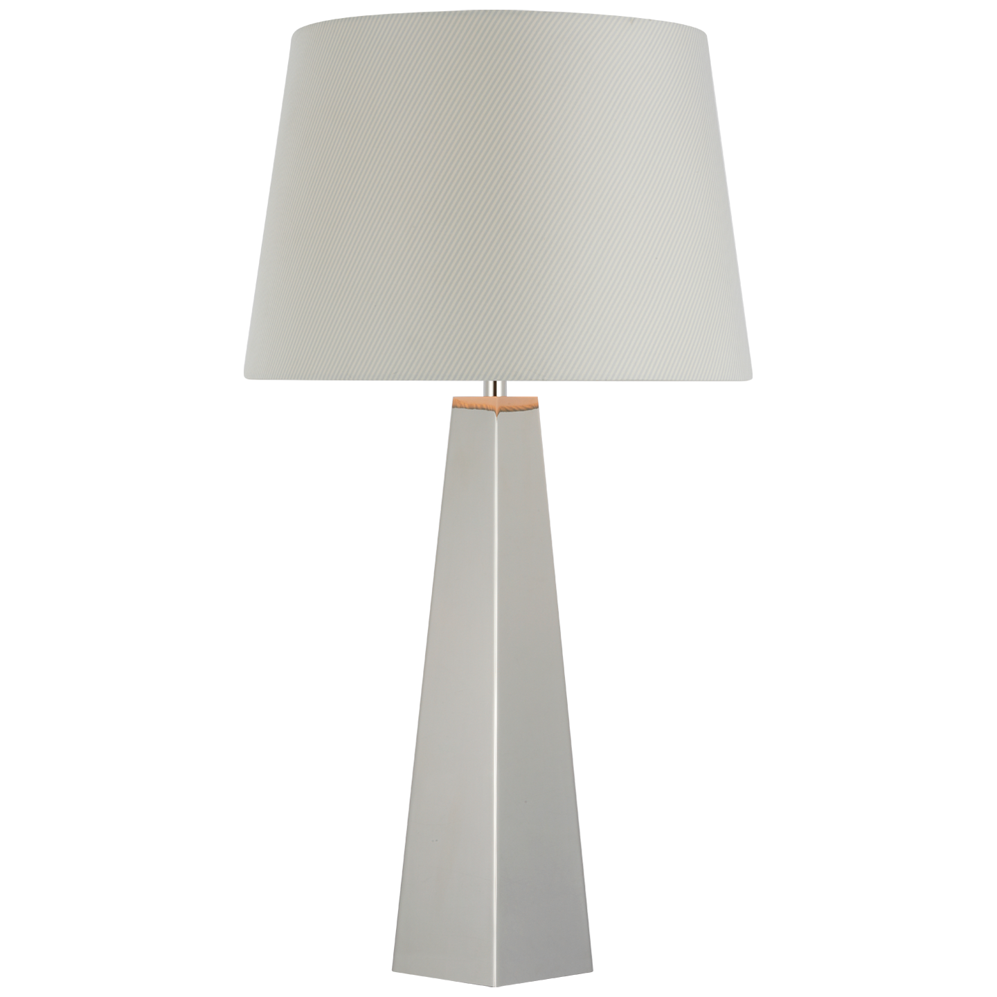Zoran Medium Table Lamp | Polished Nickel | Schumacher 16" Blue Charee Stripe Empire Shade