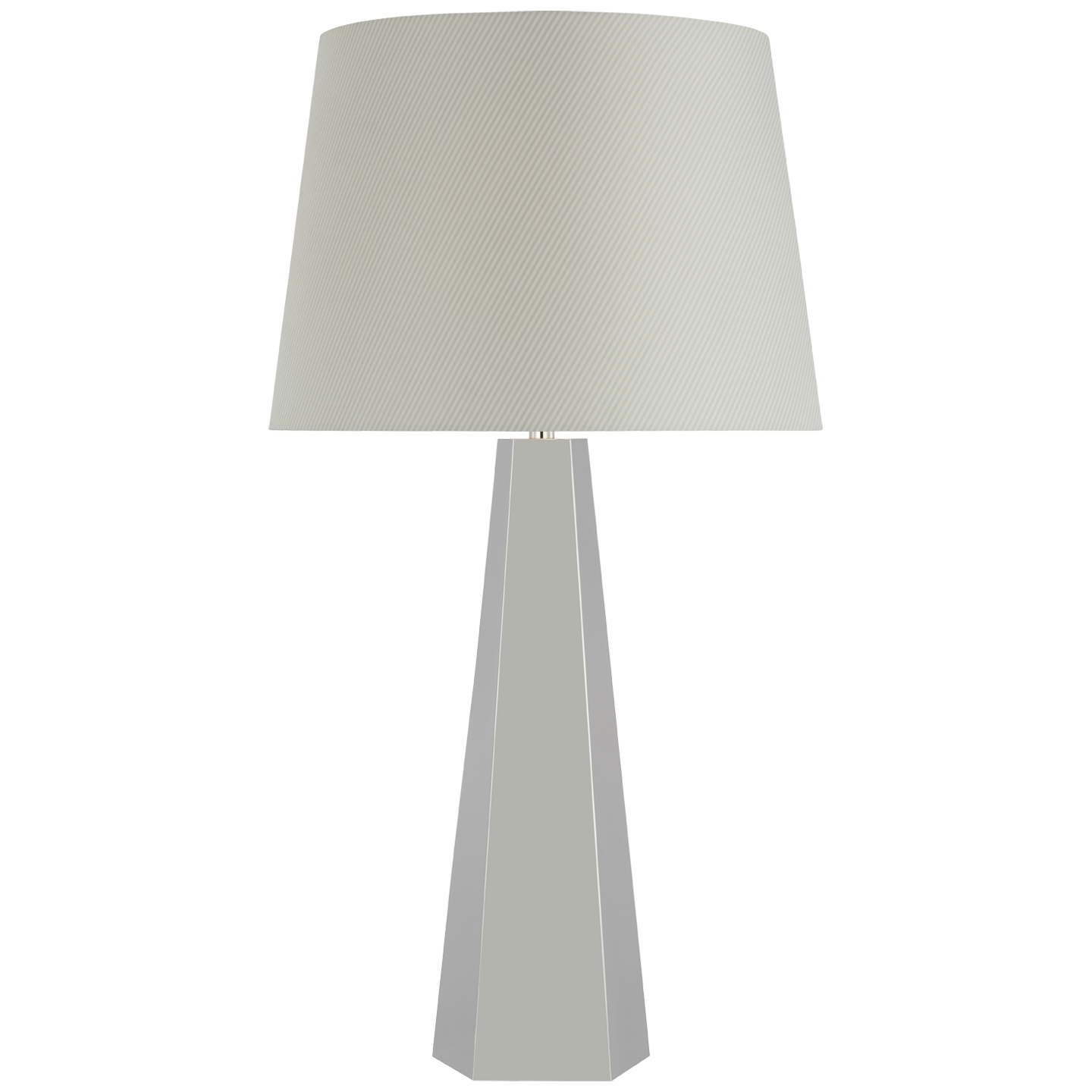 Zoran Medium Table Lamp | Polished Nickel | Schumacher 16" Blue Charee Stripe Empire Shade