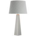 Zoran Medium Table Lamp | Polished Nickel | Schumacher 16" Sky Elin Check Empire Shade