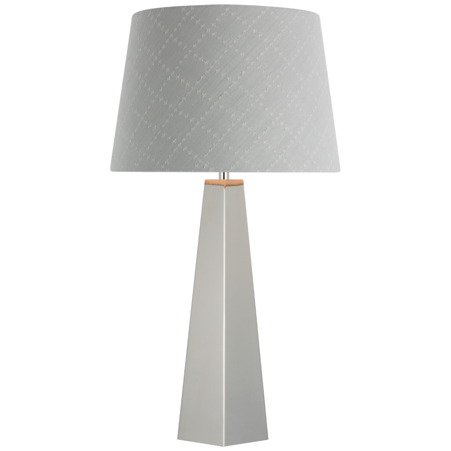 Zoran Medium Table Lamp | Polished Nickel | Schumacher 16" Sky Elin Check Empire Shade