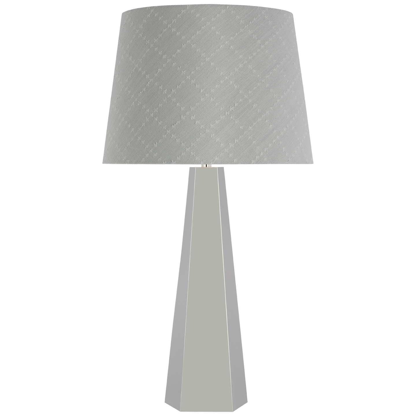 Zoran Medium Table Lamp | Polished Nickel | Schumacher 16" Sky Elin Check Empire Shade