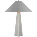 Zoran Medium Table Lamp | Polished Nickel | Schumacher 21" Sky Elin Check Flare Shade