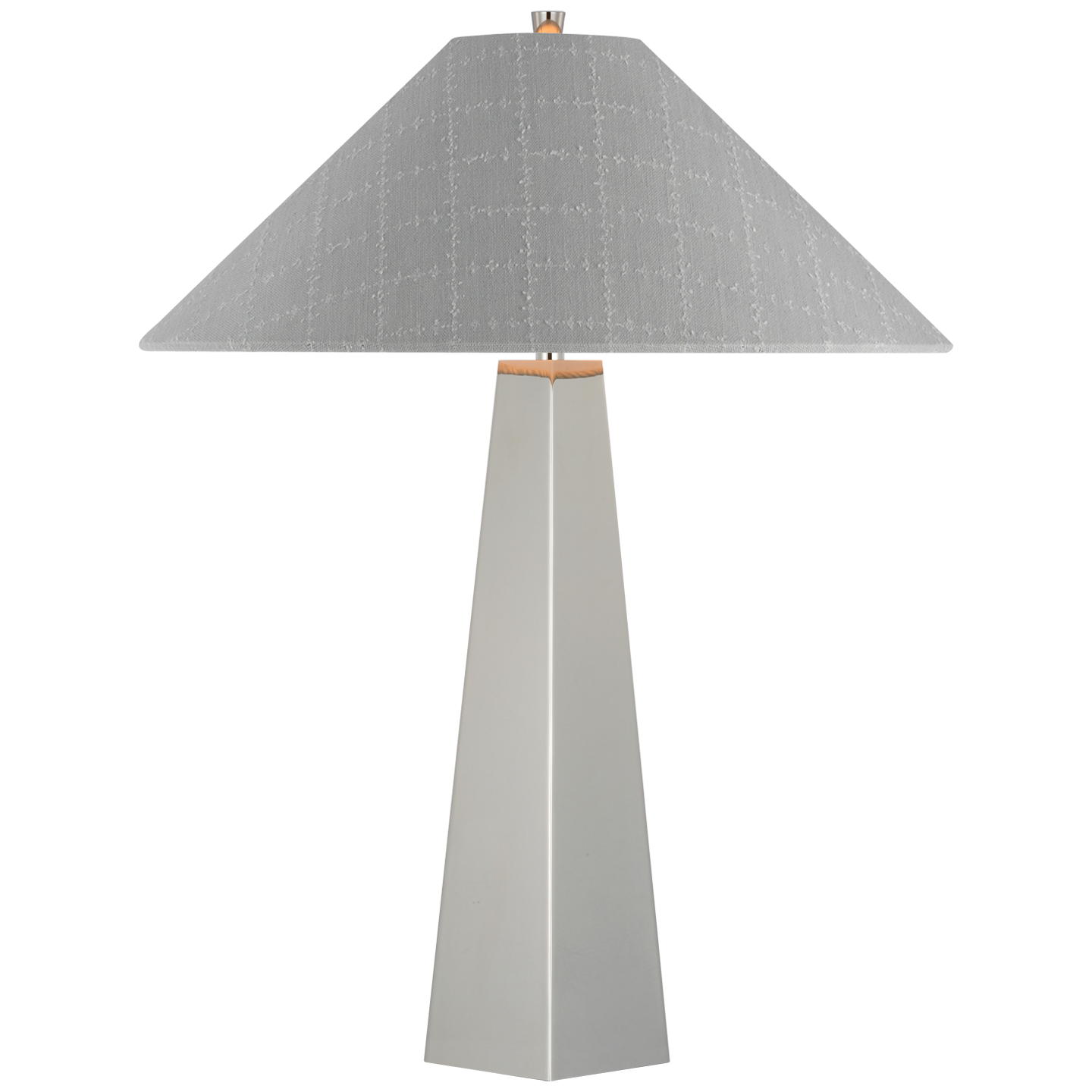 Zoran Medium Table Lamp | Polished Nickel | Schumacher 21" Sky Elin Check Flare Shade