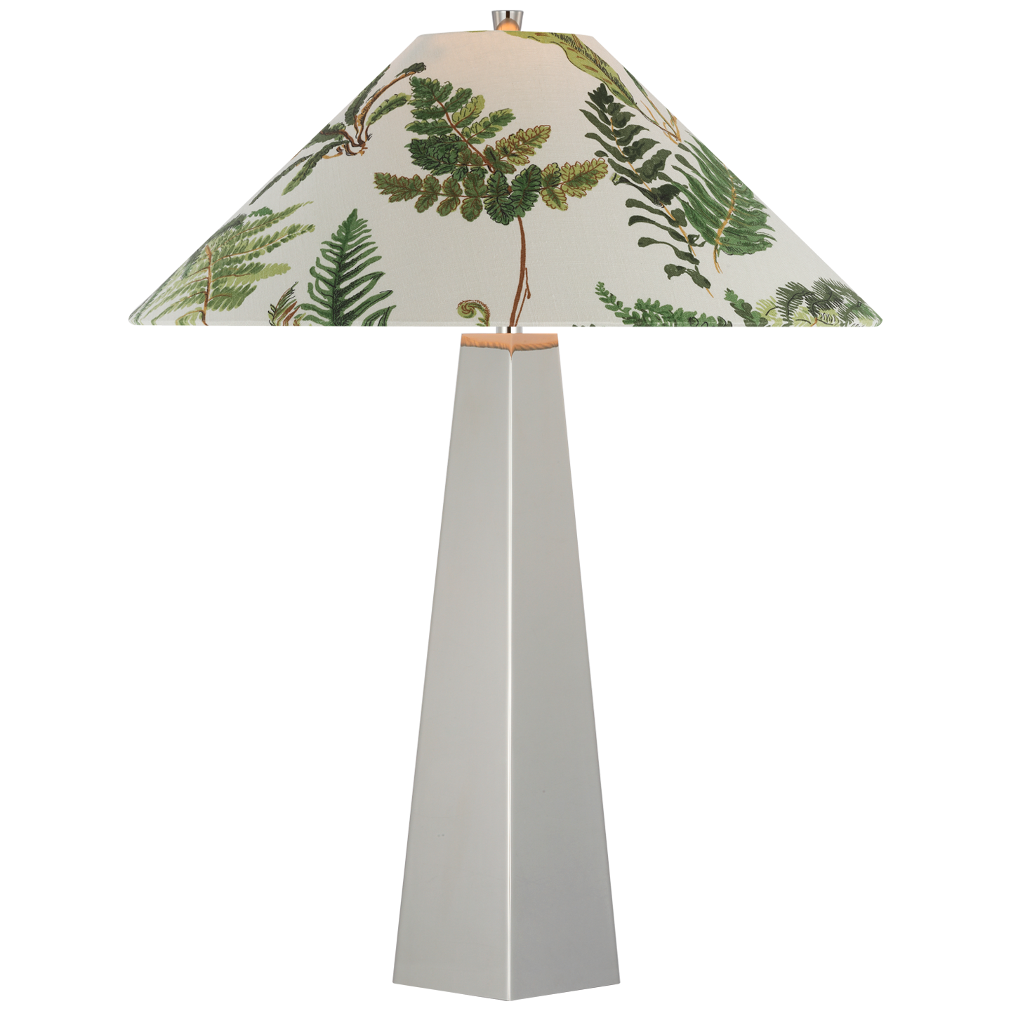 Zoran Medium Table Lamp | Polished Nickel | Schumacher 21" Document Les Fougeres Flare Shade