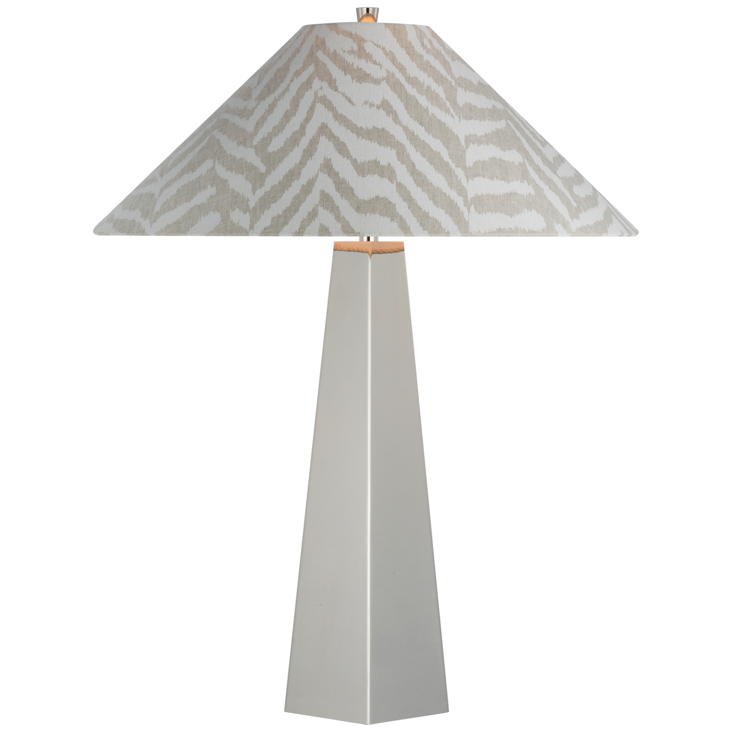 Zoran Medium Table Lamp | Polished Nickel | Schumacher 21" Natural Quincy Flare Shade