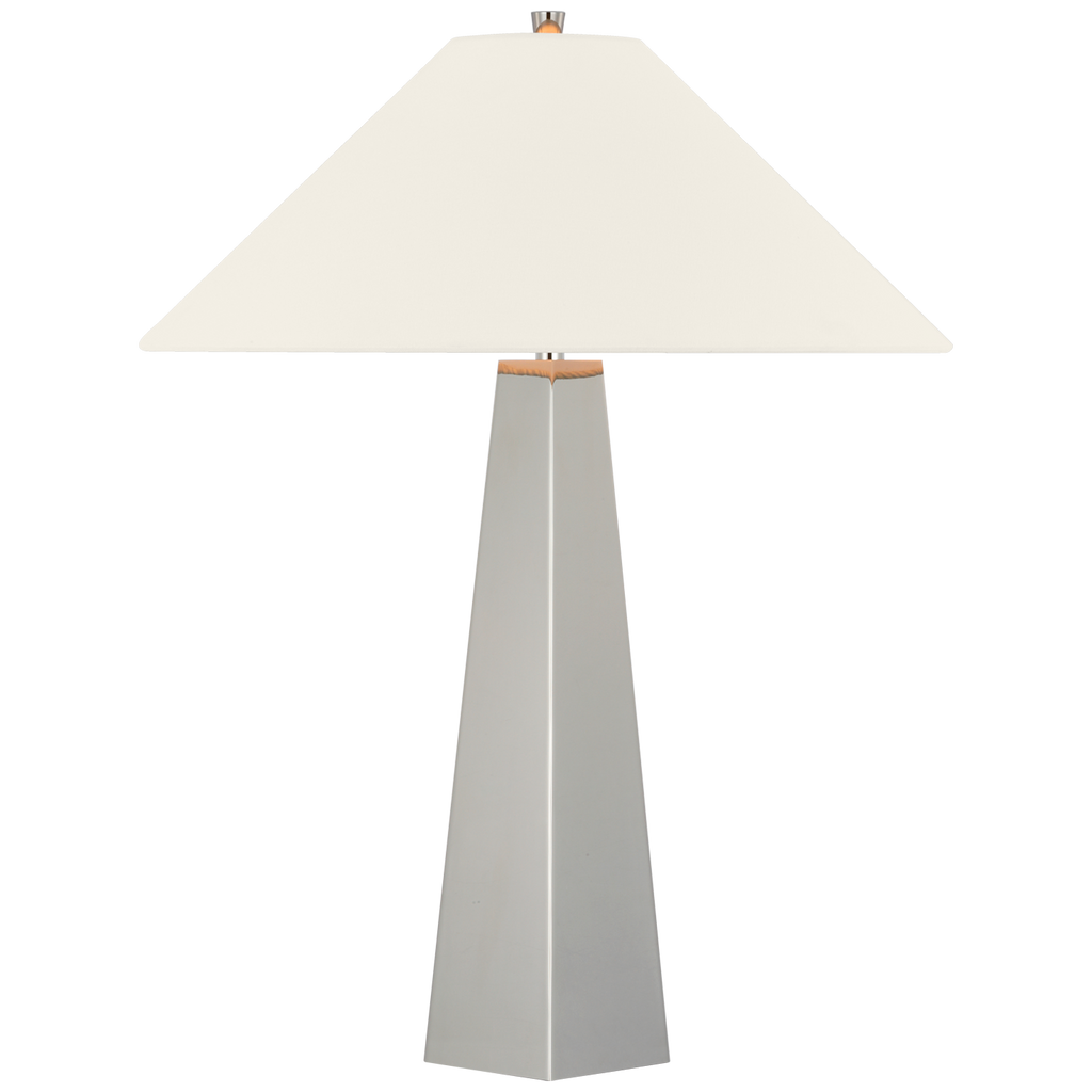 Zoran Medium Table Lamp | Polished Nickel | 21" Linen Flare Shade