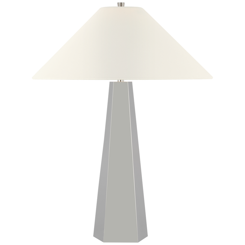 Zoran Medium Table Lamp | Polished Nickel | 21" Linen Flare Shade
