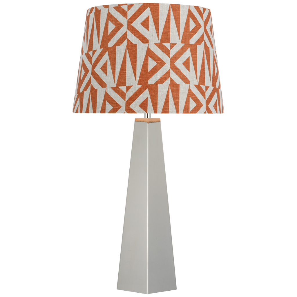 Zoran Medium Table Lamp | Polished Nickel | Schumacher 16" Brick Amero Empire Shade
