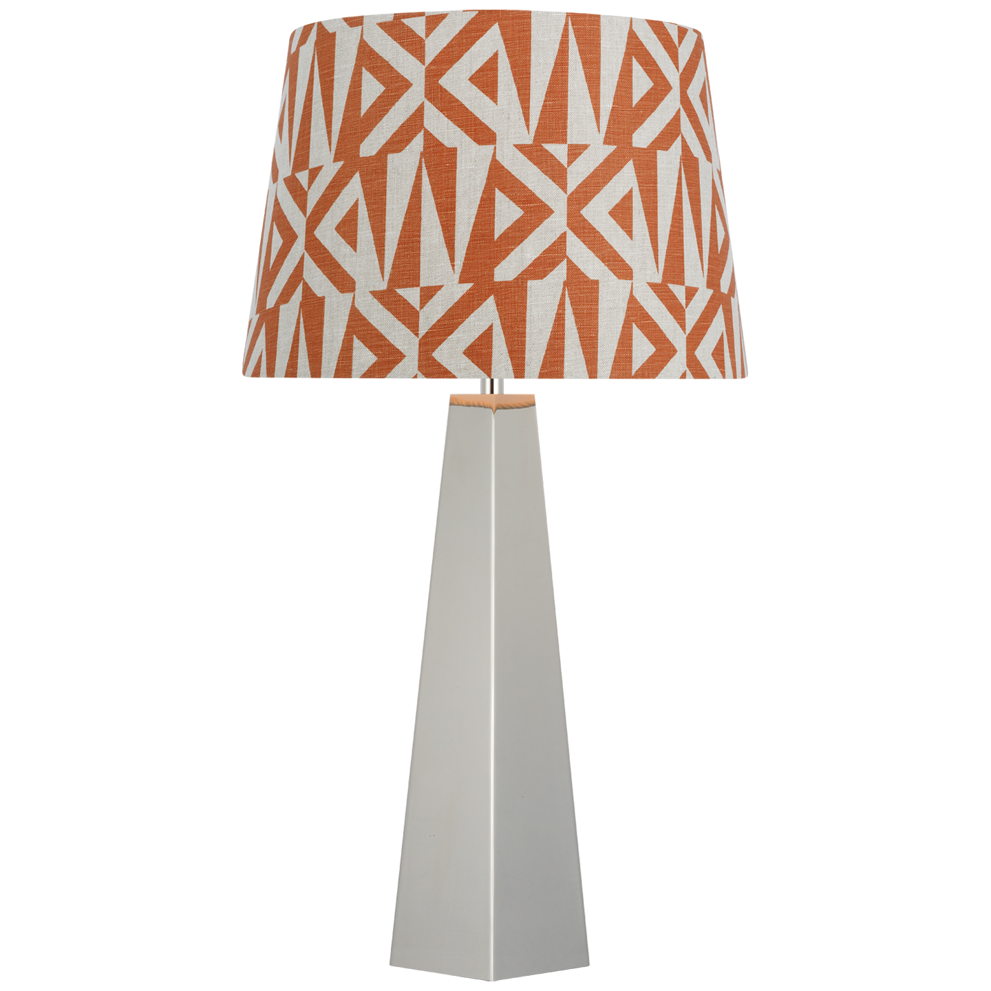 Zoran Medium Table Lamp | Polished Nickel | Schumacher 16" Brick Amero Empire Shade