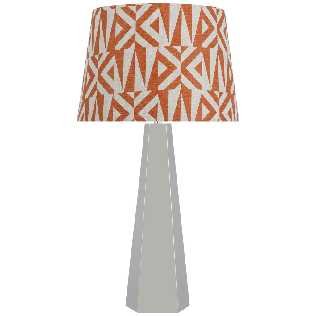 Zoran Medium Table Lamp | Polished Nickel | Schumacher 16" Brick Amero Empire Shade