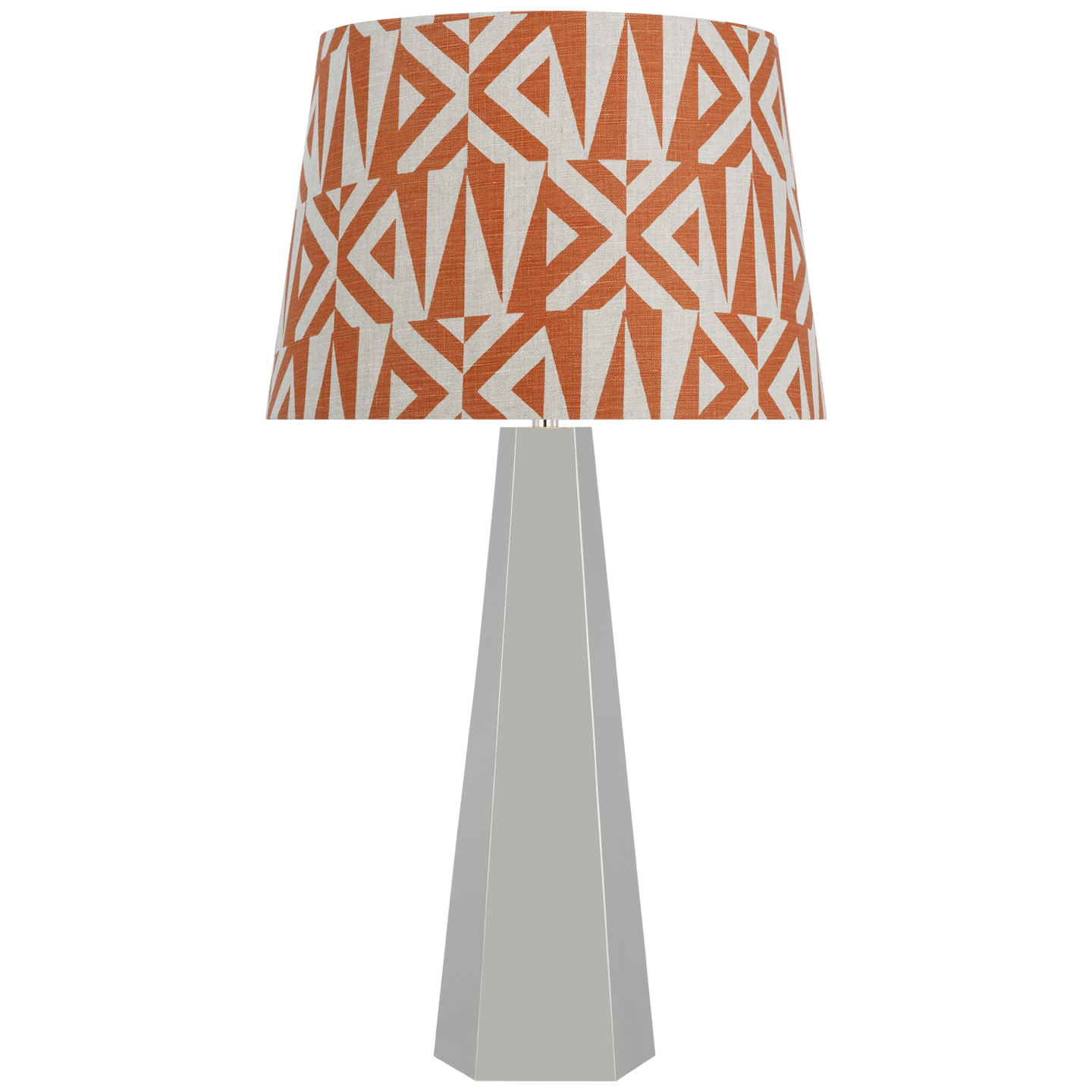Zoran Medium Table Lamp | Polished Nickel | Schumacher 16" Brick Amero Empire Shade