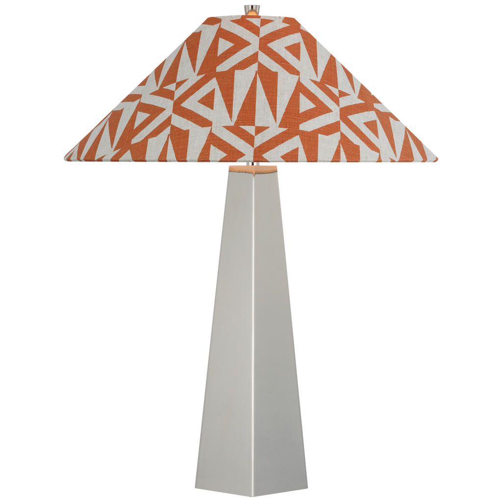 Zoran Medium Table Lamp | Polished Nickel | Schumacher 21" Brick Amero Flare Shade