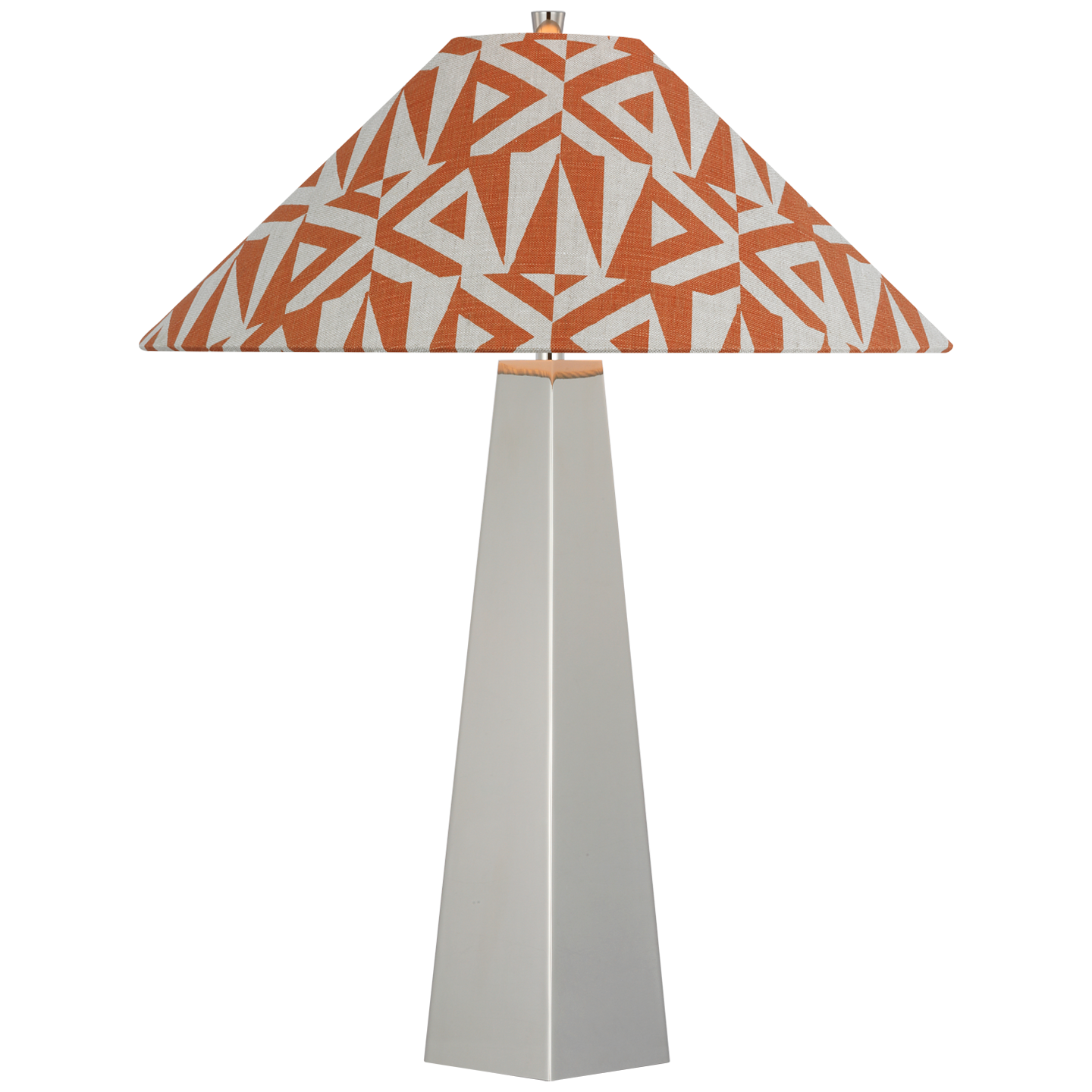 Zoran Medium Table Lamp | Polished Nickel | Schumacher 21" Brick Amero Flare Shade