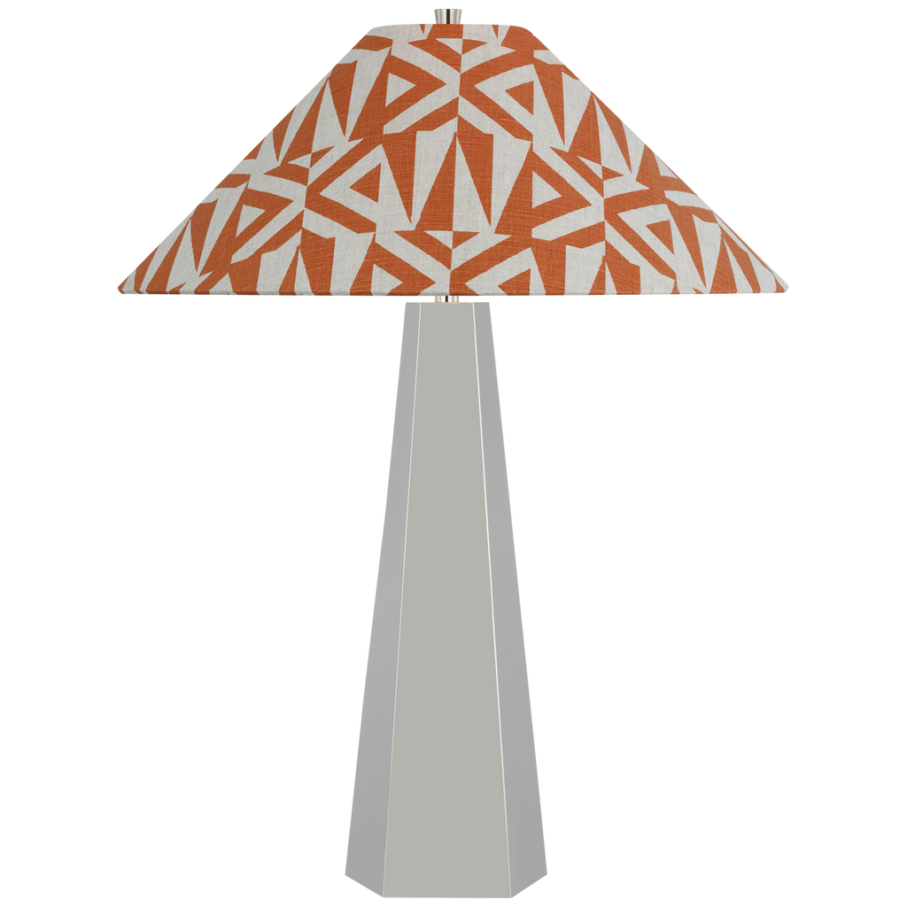 Zoran Medium Table Lamp | Polished Nickel | Schumacher 21" Brick Amero Flare Shade