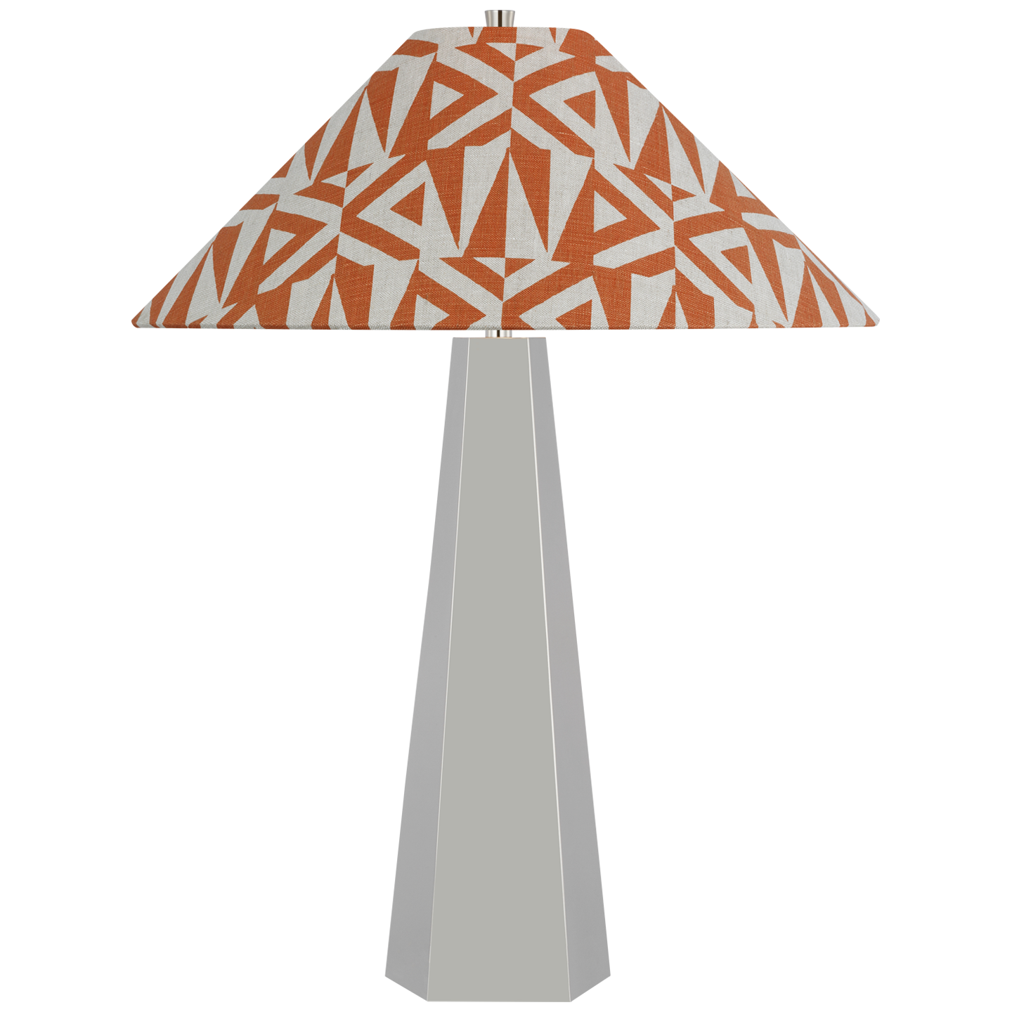 Zoran Medium Table Lamp | Polished Nickel | Schumacher 21" Brick Amero Flare Shade