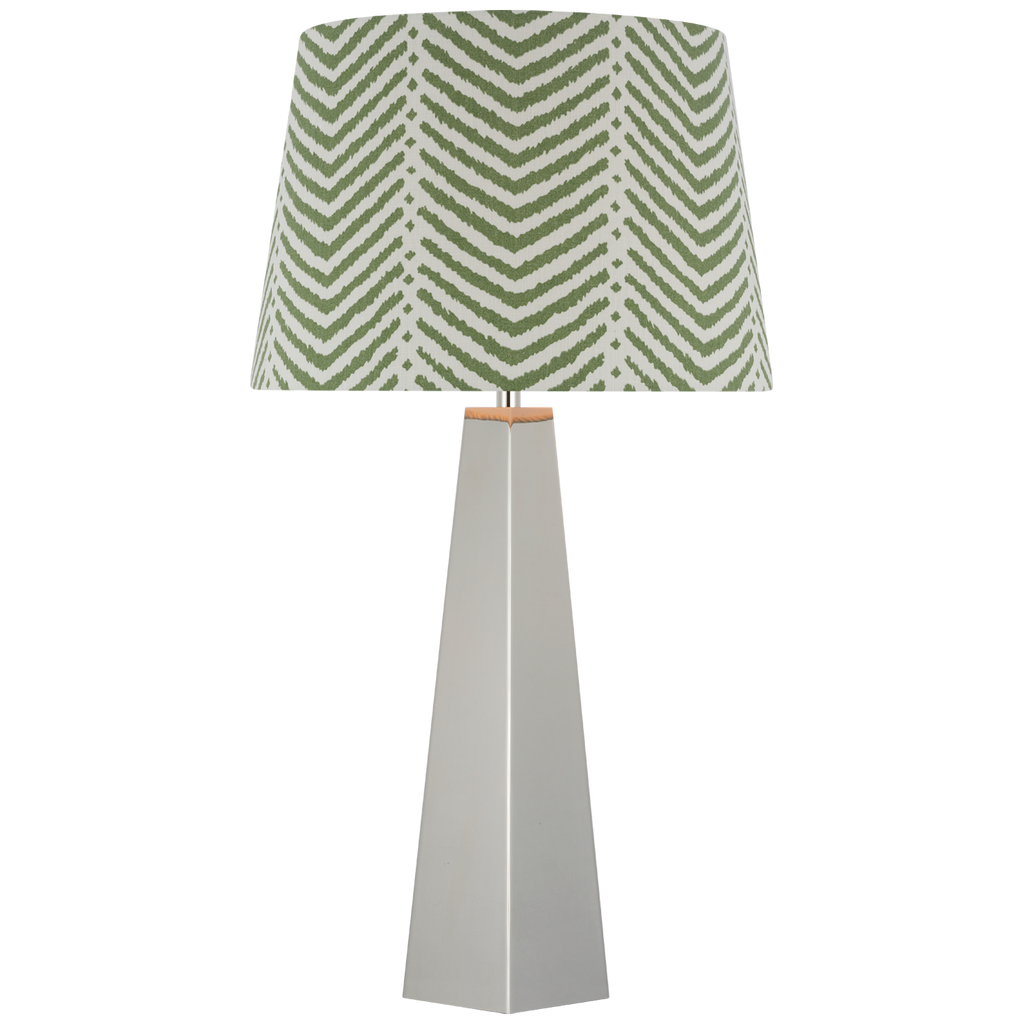 Zoran Medium Table Lamp | Polished Nickel | Schumacher 16" Verde La Jolla Empire Shade
