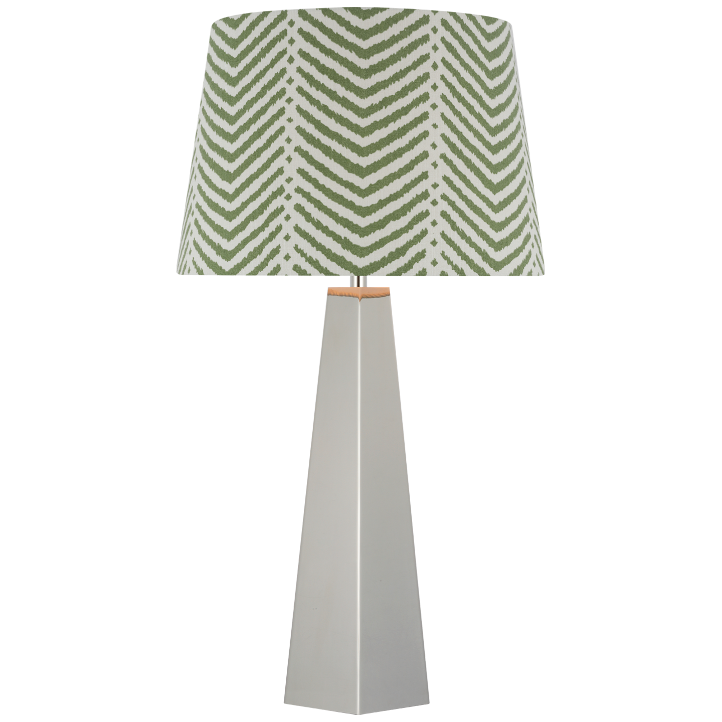 Zoran Medium Table Lamp | Polished Nickel | Schumacher 16" Verde La Jolla Empire Shade