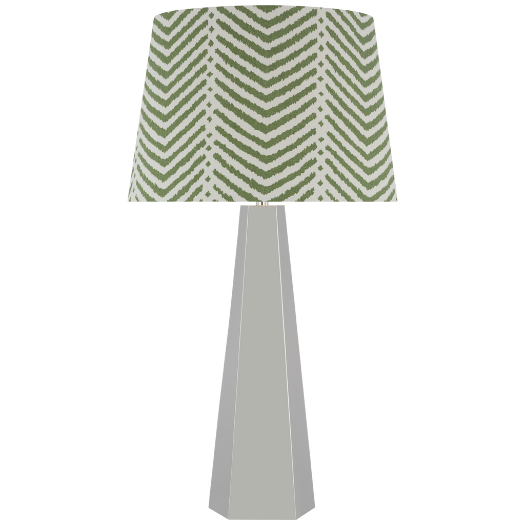 Zoran Medium Table Lamp | Polished Nickel | Schumacher 16" Verde La Jolla Empire Shade