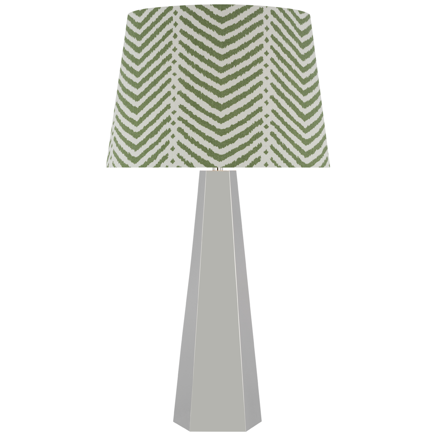 Zoran Medium Table Lamp | Polished Nickel | Schumacher 16" Verde La Jolla Empire Shade