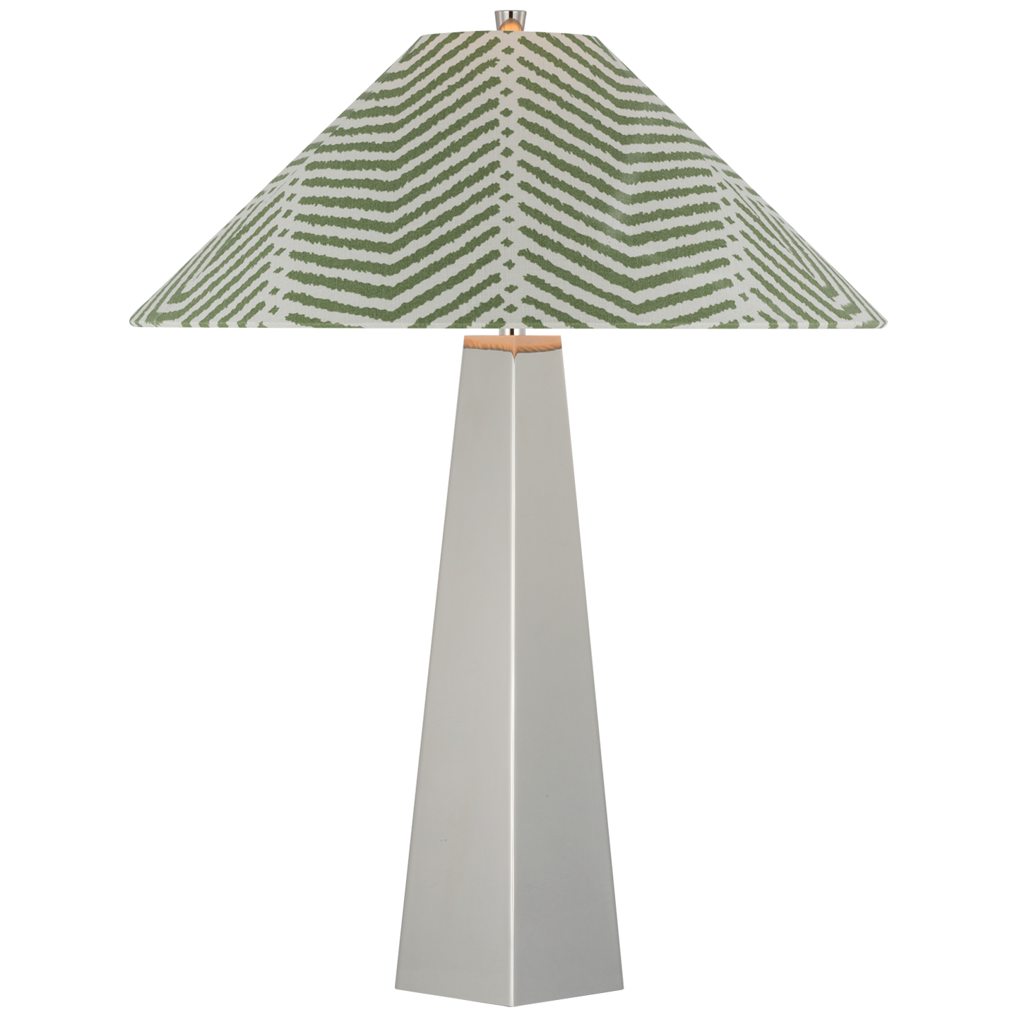 Zoran Medium Table Lamp | Polished Nickel | Schumacher 21" Verde La Jolla Flare Shade