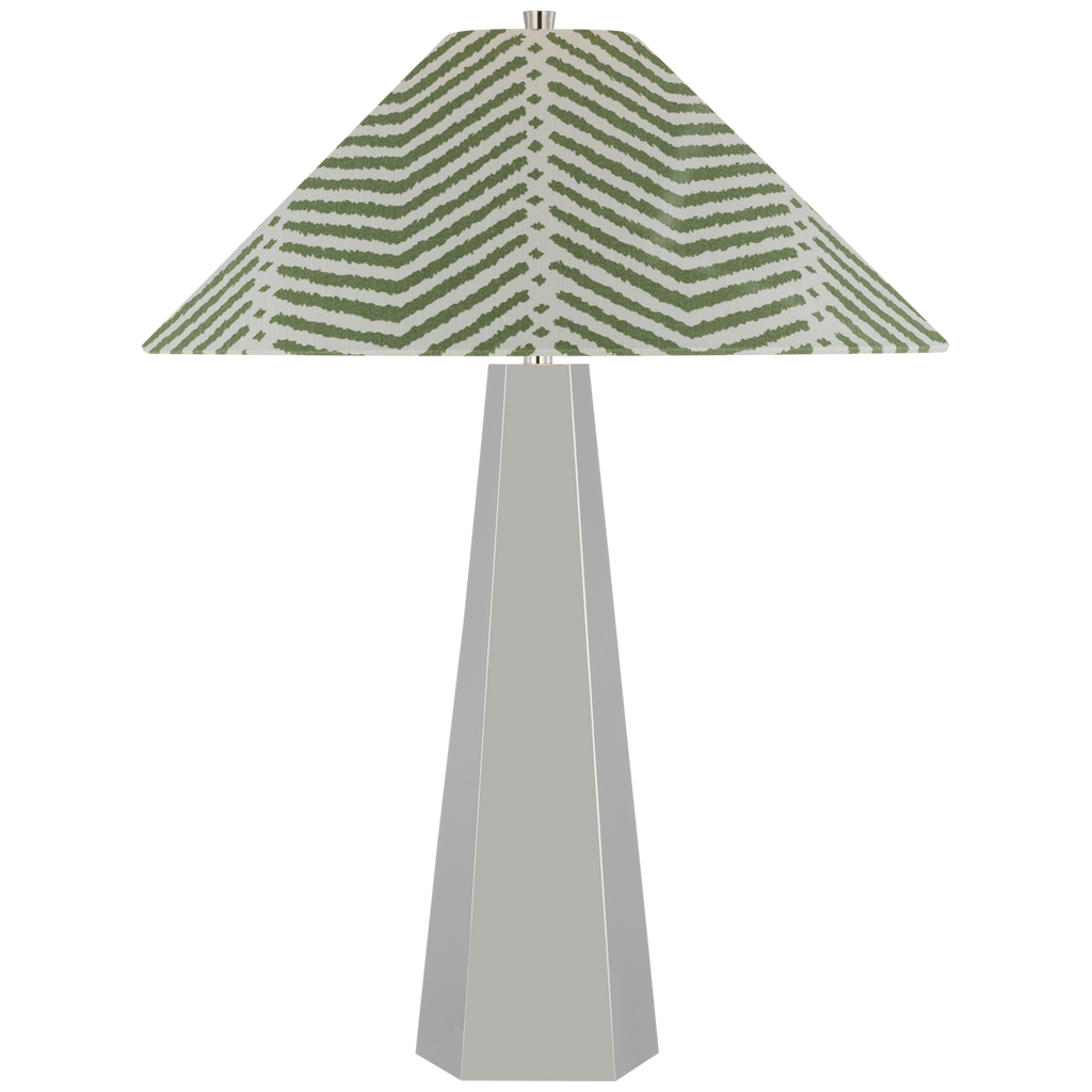 Zoran Medium Table Lamp | Polished Nickel | Schumacher 21" Verde La Jolla Flare Shade