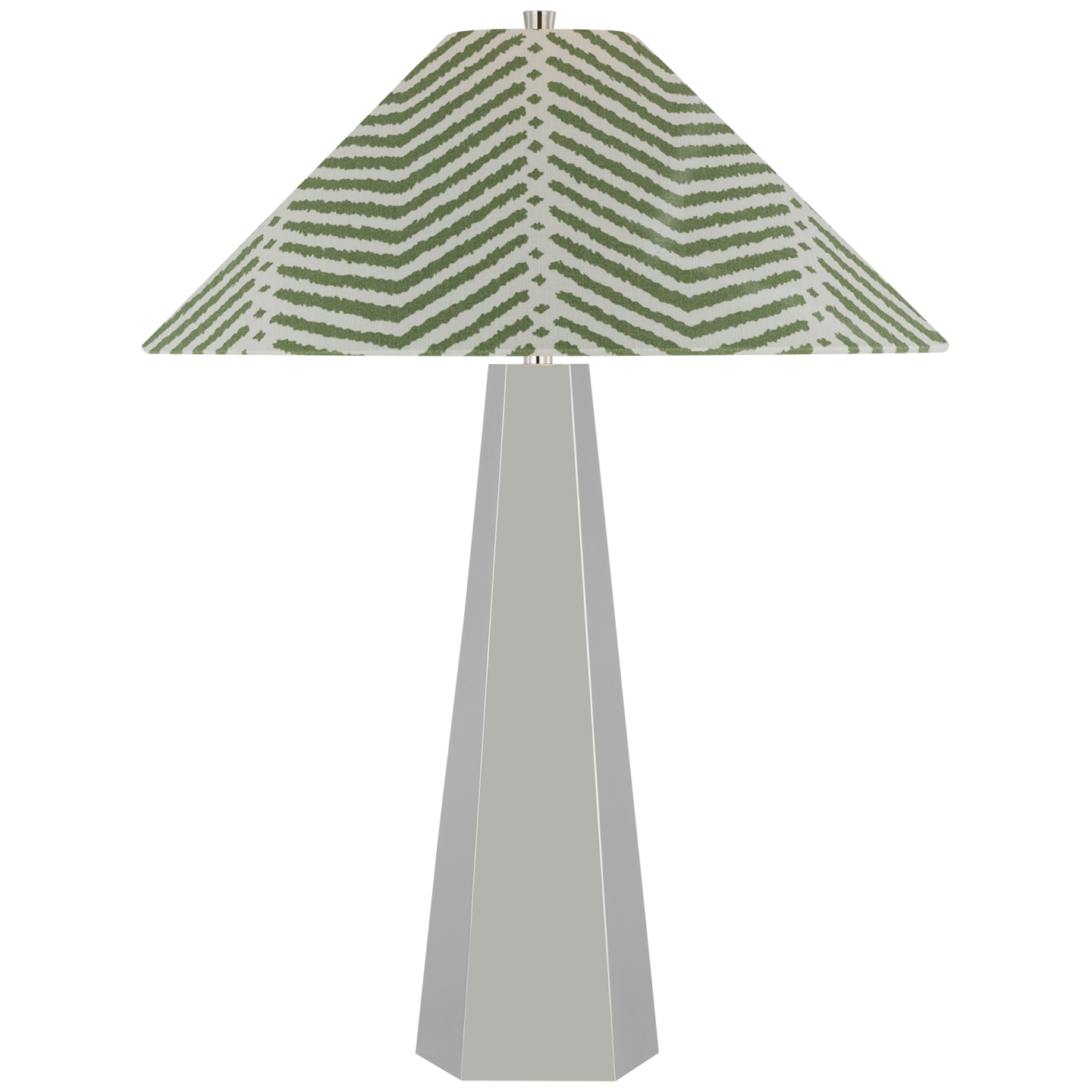 Zoran Medium Table Lamp | Polished Nickel | Schumacher 21" Verde La Jolla Flare Shade