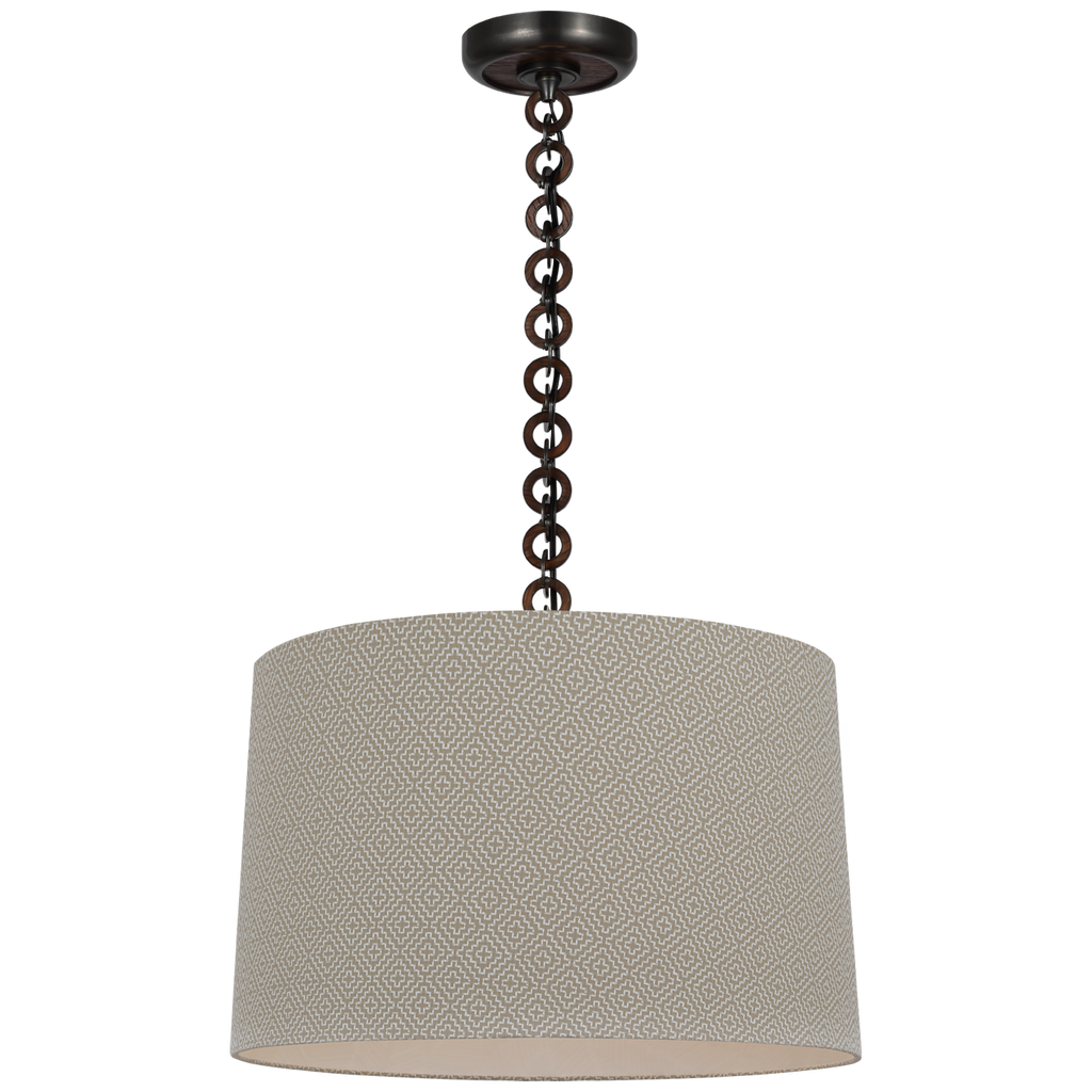 Evelyn 19" Hanging Shade | Bronze and Natural Oak | Schumacher Dove Soho Weave Shade