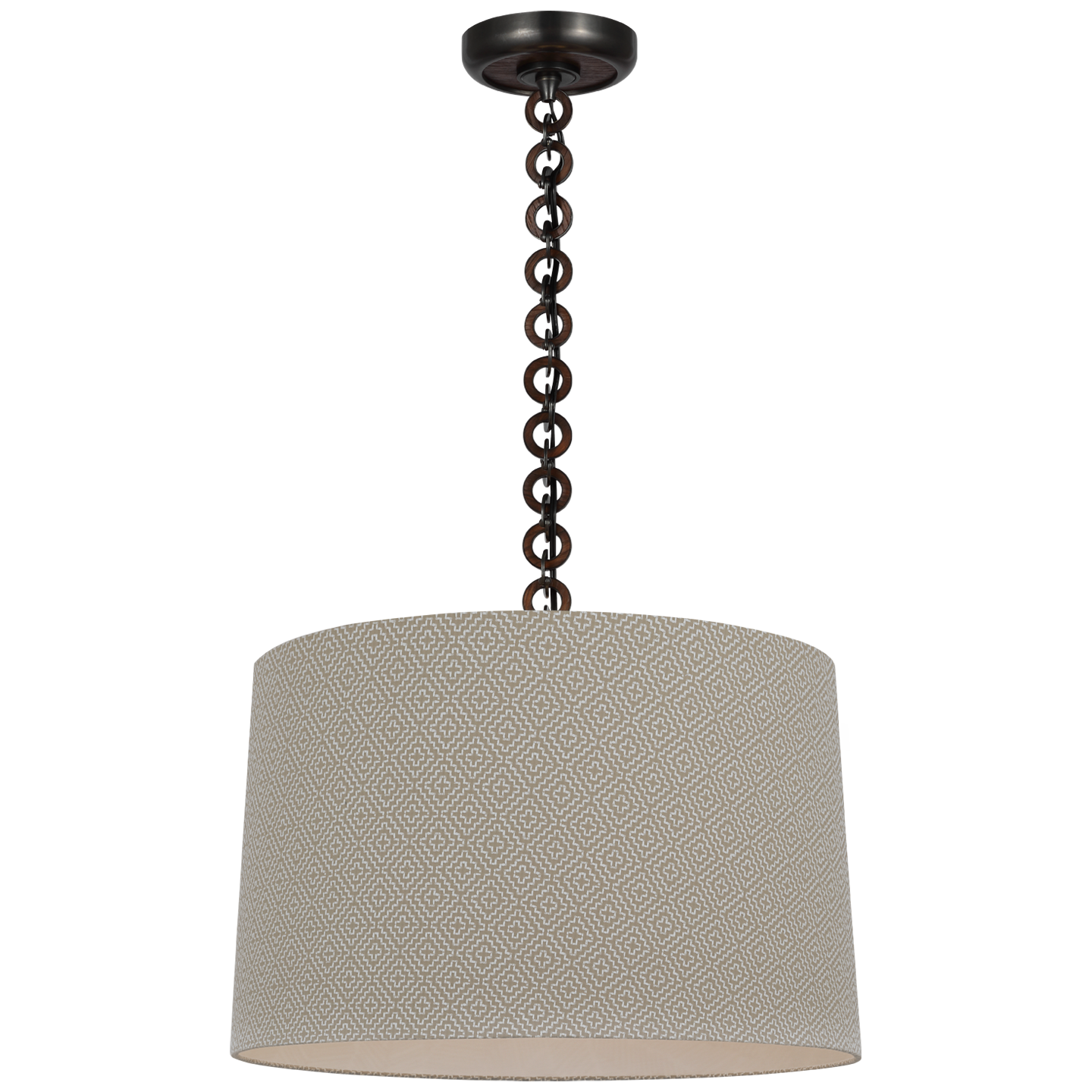 Evelyn 19" Hanging Shade | Bronze and Natural Oak | Schumacher Dove Soho Weave Shade