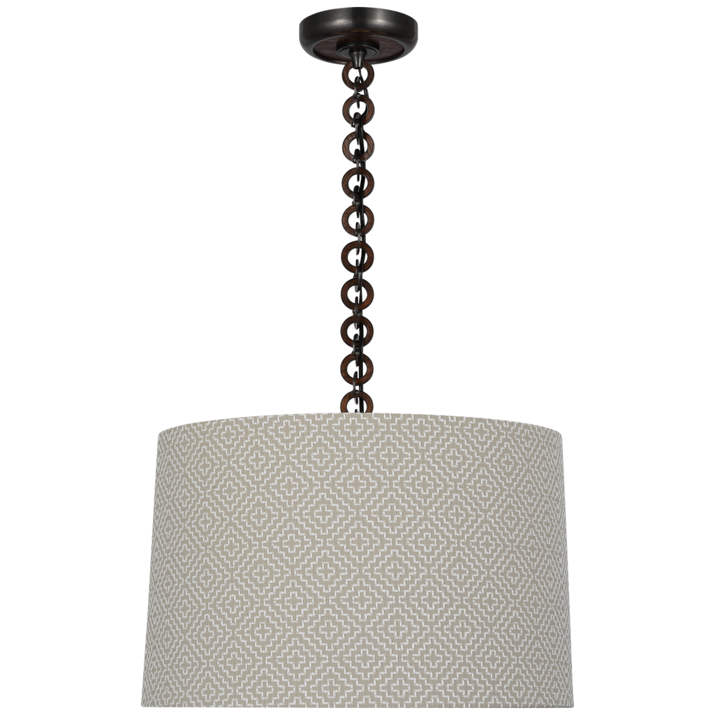 Evelyn 19" Hanging Shade | Bronze and Natural Oak | Schumacher Dove Soho Weave Shade