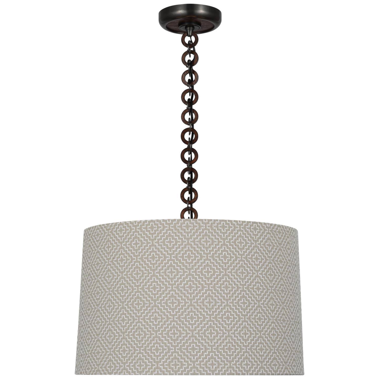 Evelyn 19" Hanging Shade | Bronze and Natural Oak | Schumacher Dove Soho Weave Shade
