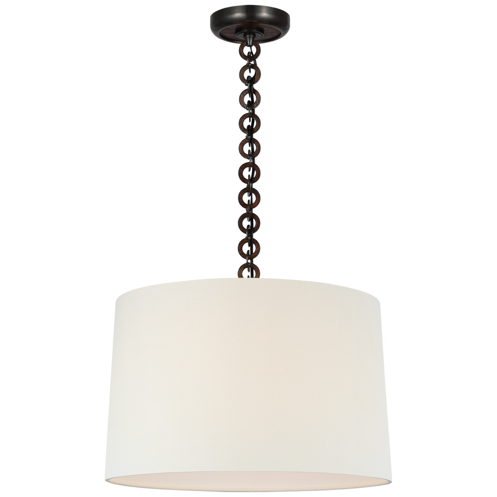 Evelyn 19" Hanging Shade | Bronze and Natural Oak | Linen Shade
