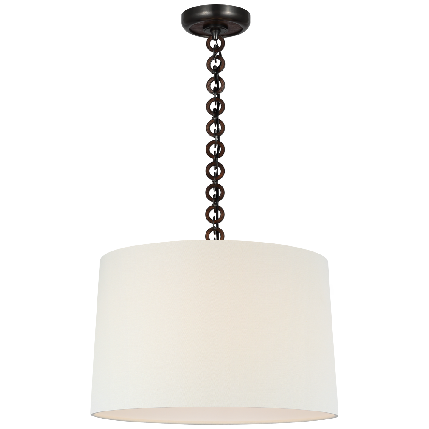Evelyn 19" Hanging Shade | Bronze and Natural Oak | Linen Shade