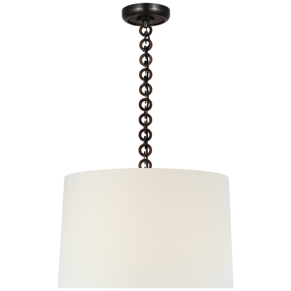 Evelyn 19" Hanging Shade | Bronze and Natural Oak | Linen Shade