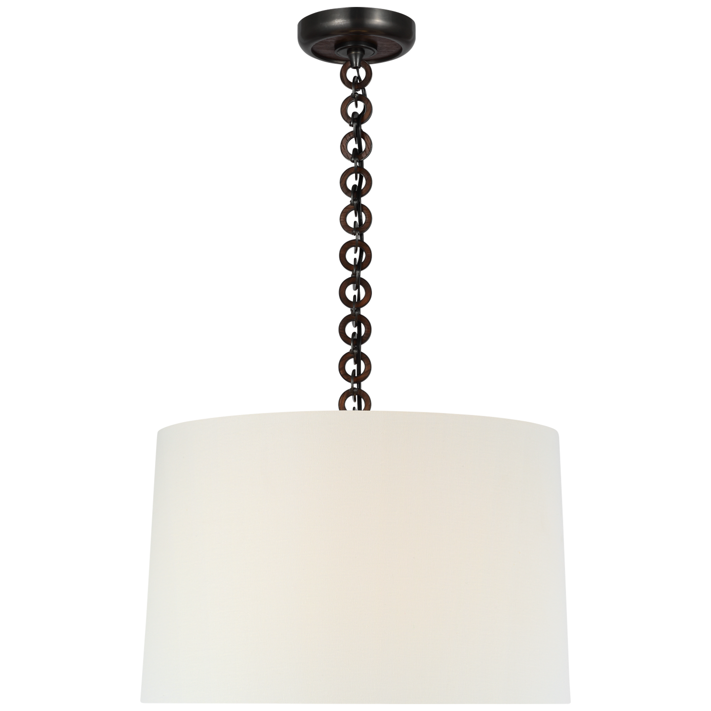 Evelyn 19" Hanging Shade | Bronze and Natural Oak | Linen Shade