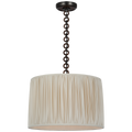 Evelyn 19" Hanging Shade | Bronze and Natural Oak | Champagne Silk Pleated Shade