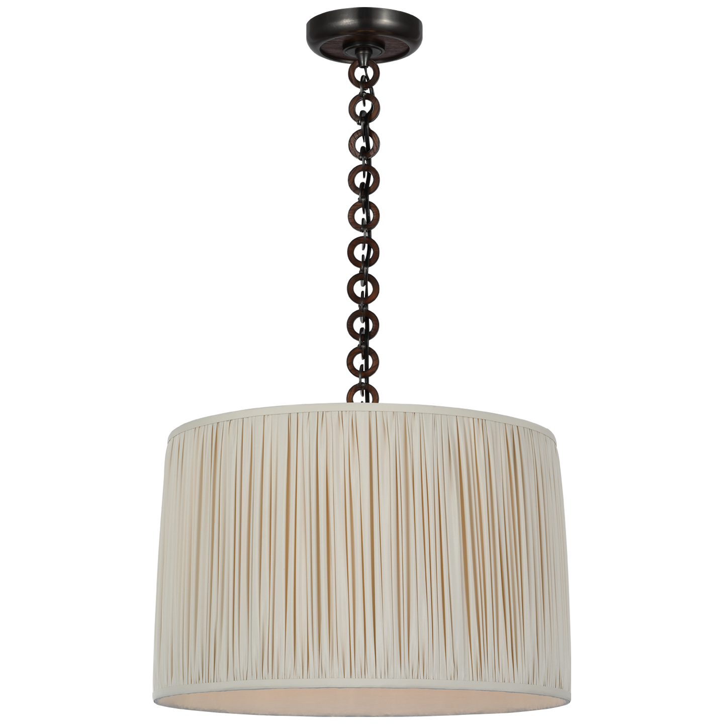 Evelyn 19" Hanging Shade | Bronze and Natural Oak | Champagne Silk Pleated Shade