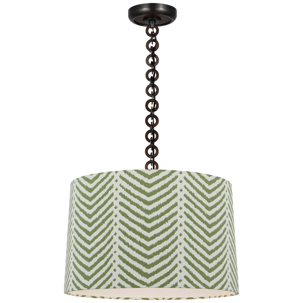Evelyn 19" Hanging Shade | Bronze and Natural Oak | Schumacher Verde La Jolla Shade