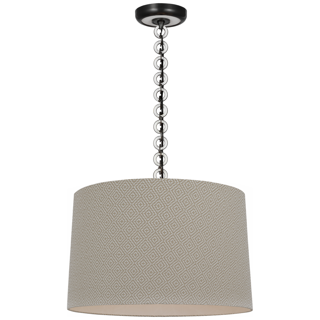 Evelyn 19" Hanging Shade | Bronze and White Oak | Schumacher Dove Soho Weave Shade