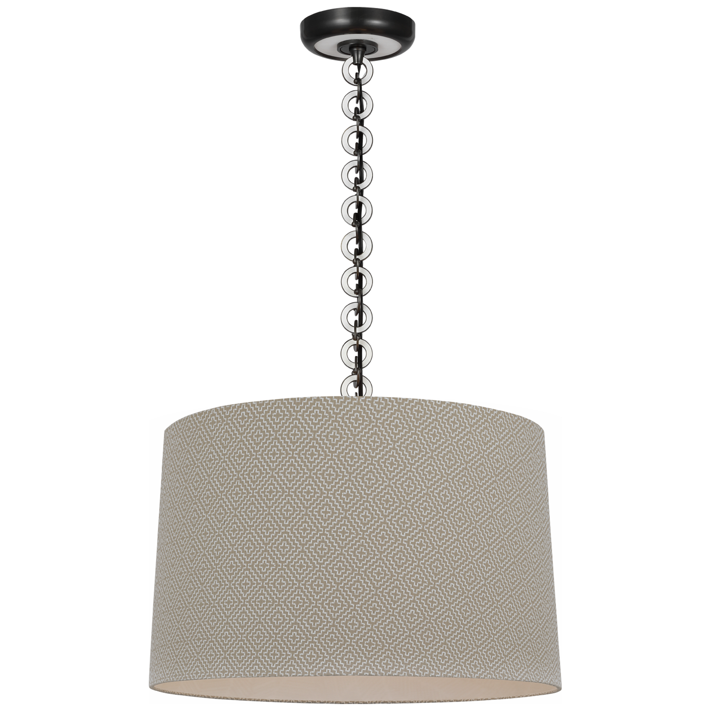 Evelyn 19" Hanging Shade | Bronze and White Oak | Schumacher Dove Soho Weave Shade
