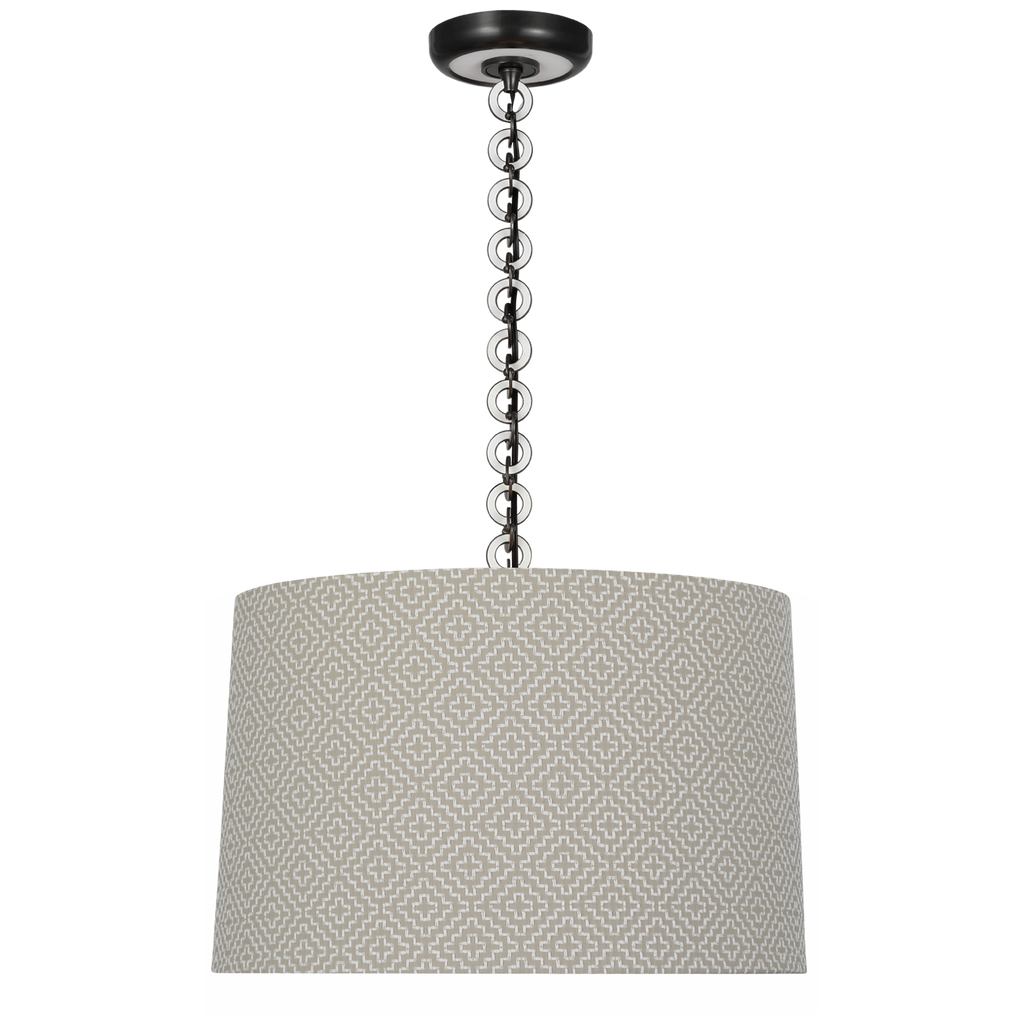 Evelyn 19" Hanging Shade | Bronze and White Oak | Schumacher Dove Soho Weave Shade