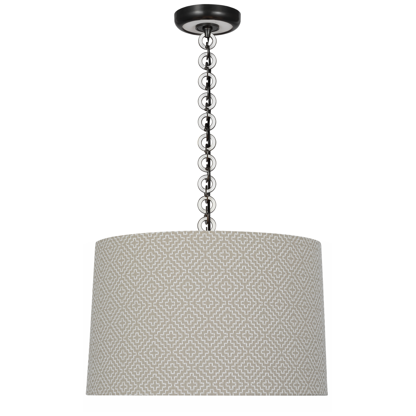 Evelyn 19" Hanging Shade | Bronze and White Oak | Schumacher Dove Soho Weave Shade