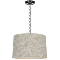 Evelyn 19" Hanging Shade | Bronze and White Oak | Schumacher Taupe Abstract Leaf Shade