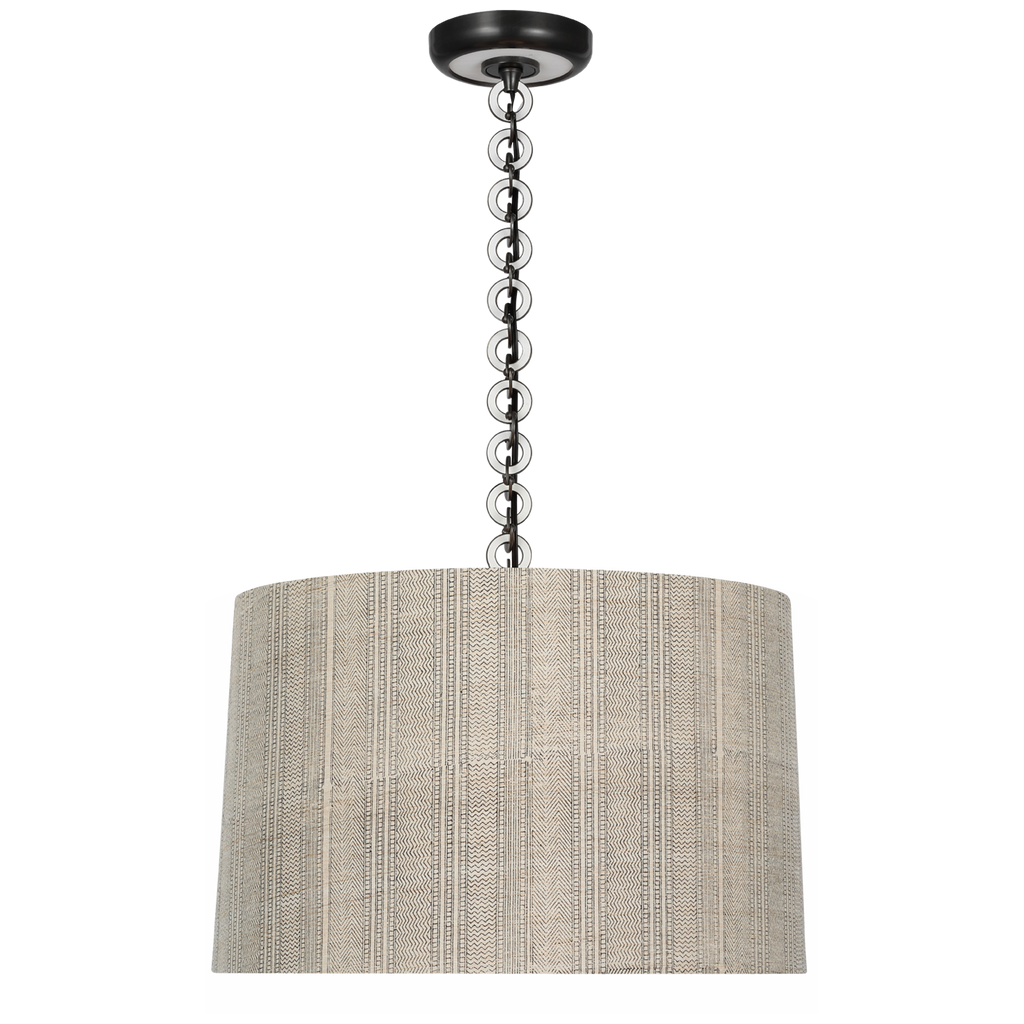 Evelyn 19" Hanging Shade | Bronze and White Oak | Schumacher Natural Mohave Shade