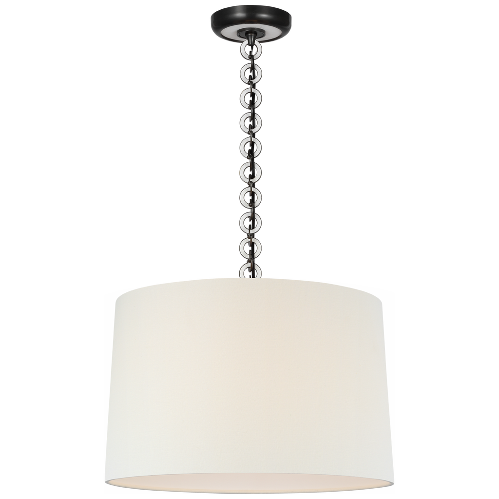 Evelyn 19" Hanging Shade | Bronze and White Oak | Linen Shade